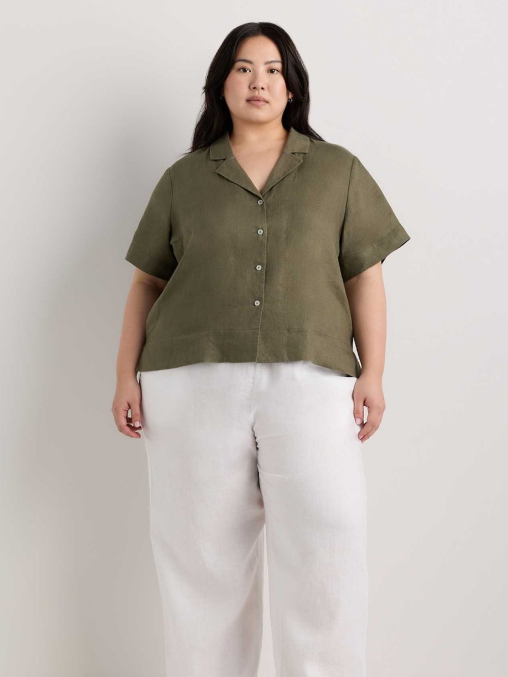 Quince 100% European Linen Short Sleeve Shirt size 3X green